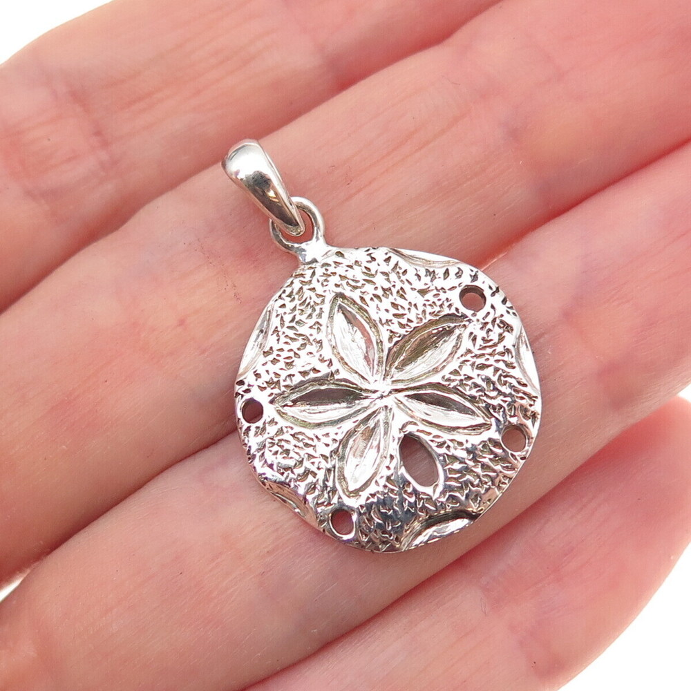 925 Sterling Silver Vintage Sand Dollar Oxidized Charm Pendant